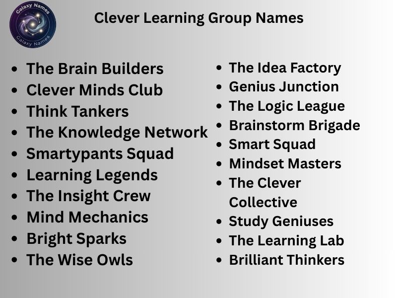 Clever Learning Group Names