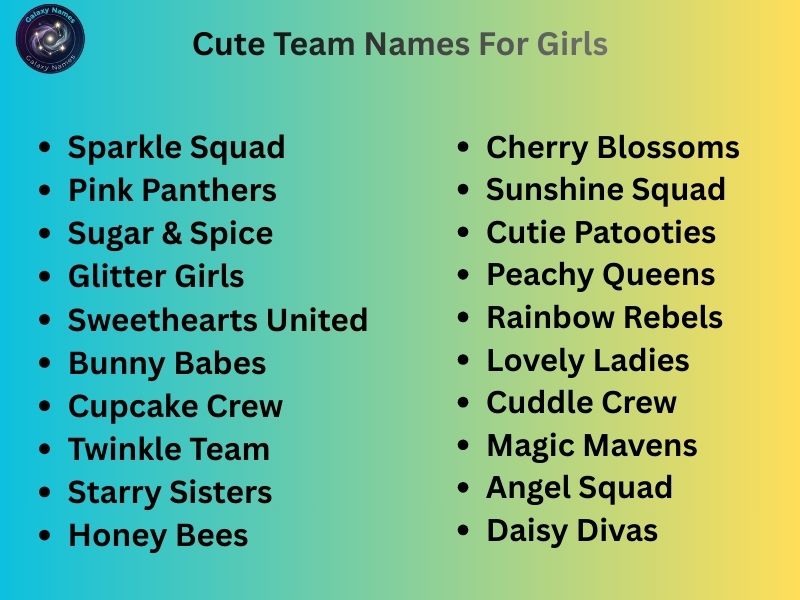 Cute Team Names For Girls