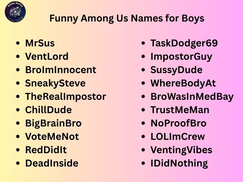 Funny Among Us Names for Boys