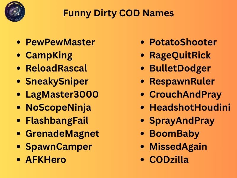 Funny Dirty COD Names