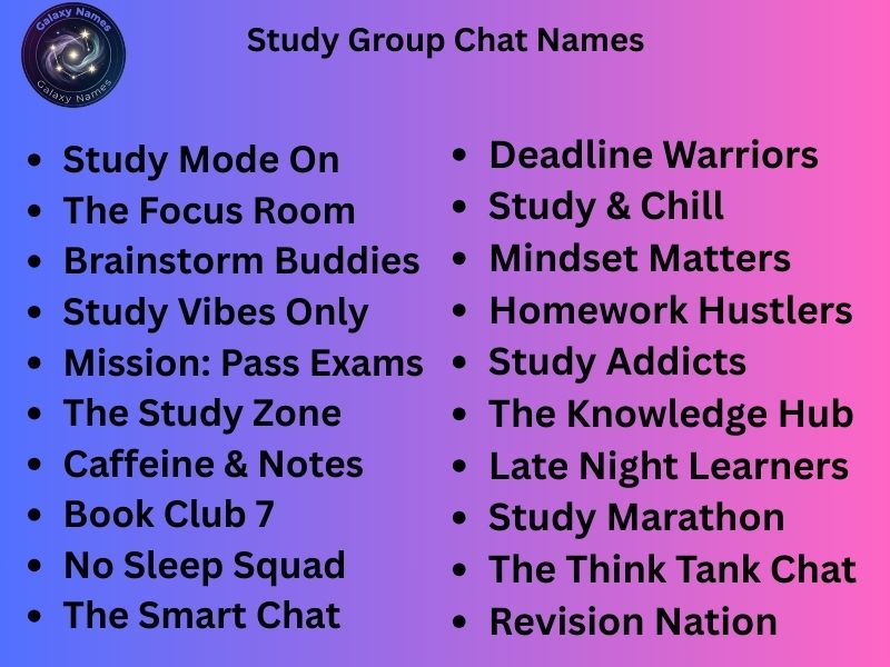 Study Group Chat Names