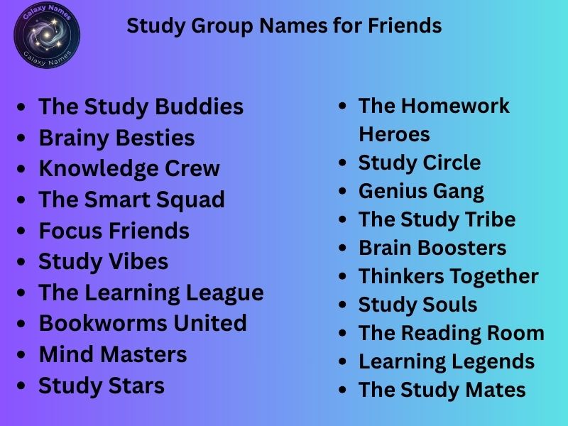 Study Group Names for Friends