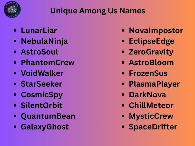 Unique Among Us Names