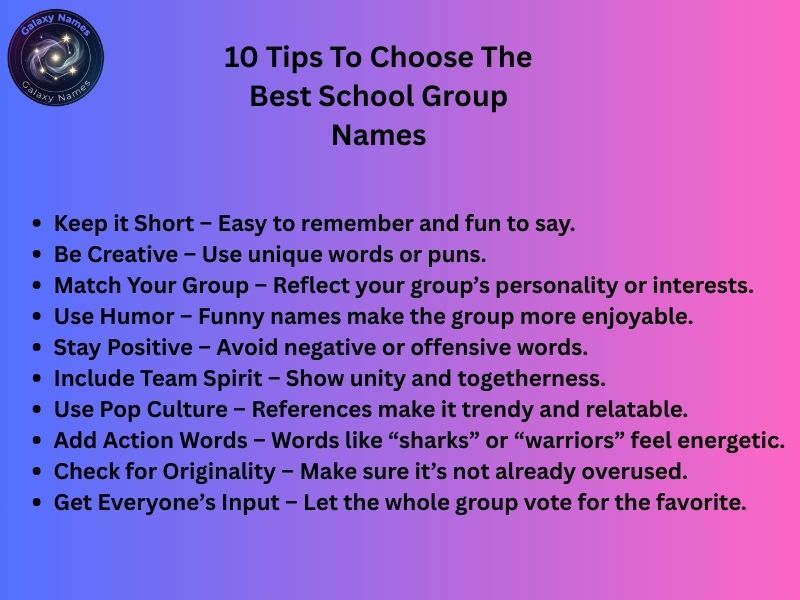 10 Tips To Choose The Best School Group Names