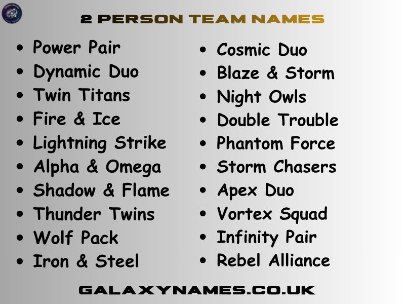 2 Person Team Names