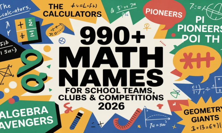 990+Math Names For School Teams, Clubs & Competitions 2026