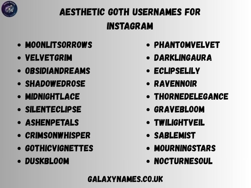 Aesthetic Goth Usernames for Instagram