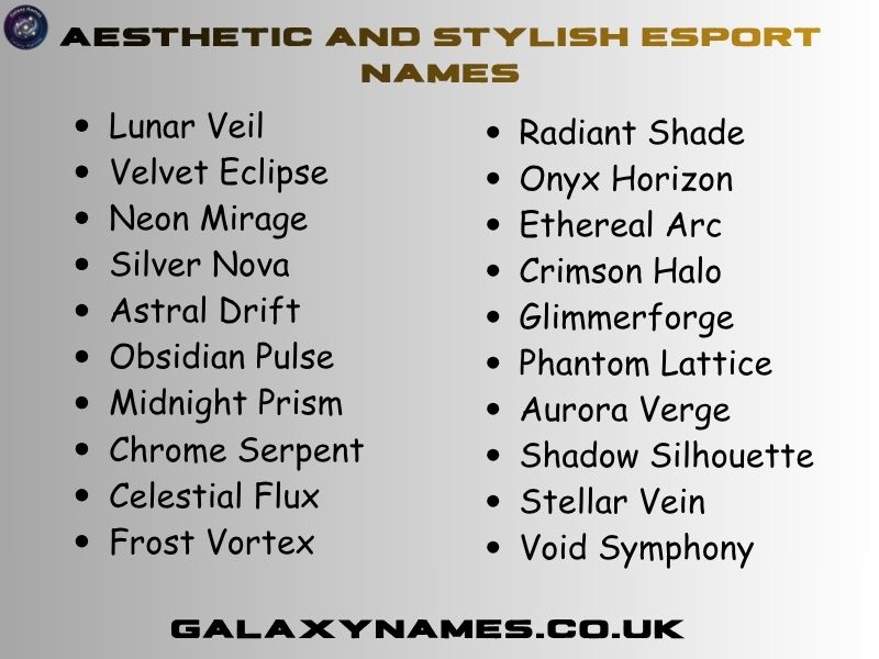 Aesthetic and Stylish Esport Names
