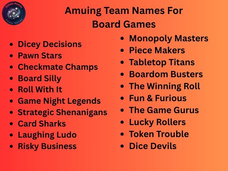 Amuing Team Names For Board Games