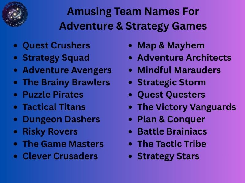 Amusing Team Names For Adventure & Strategy Games