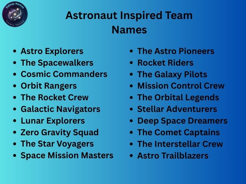 Astronaut Inspired Team Names