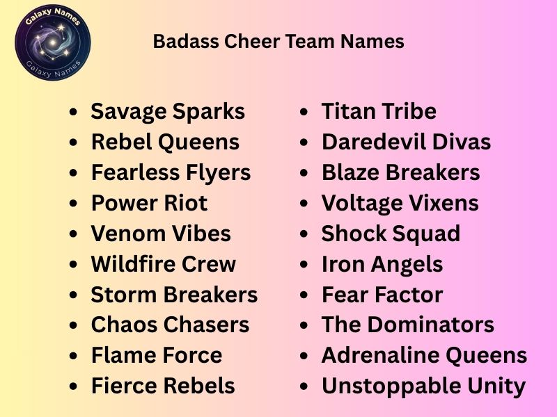 Badass Cheer Team Names