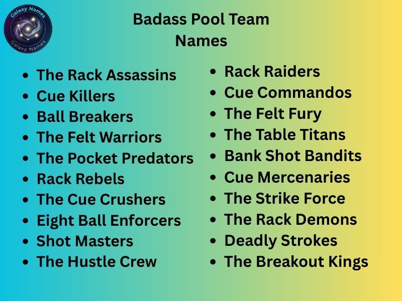 Badass Pool Team Names