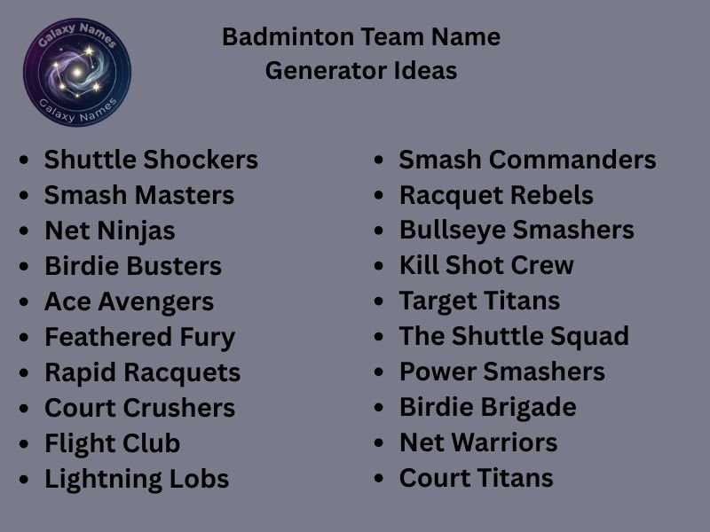 Badminton Team Name Generator Ideas