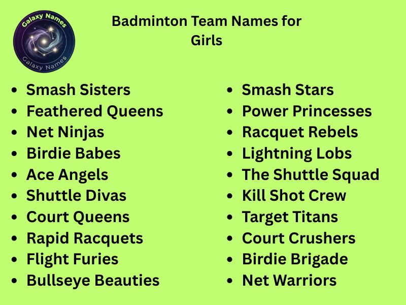Badminton Team Names for Girls