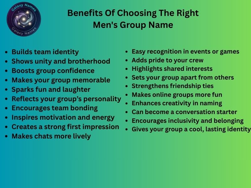 Benefits Of Choosing The Right Men's Group Name