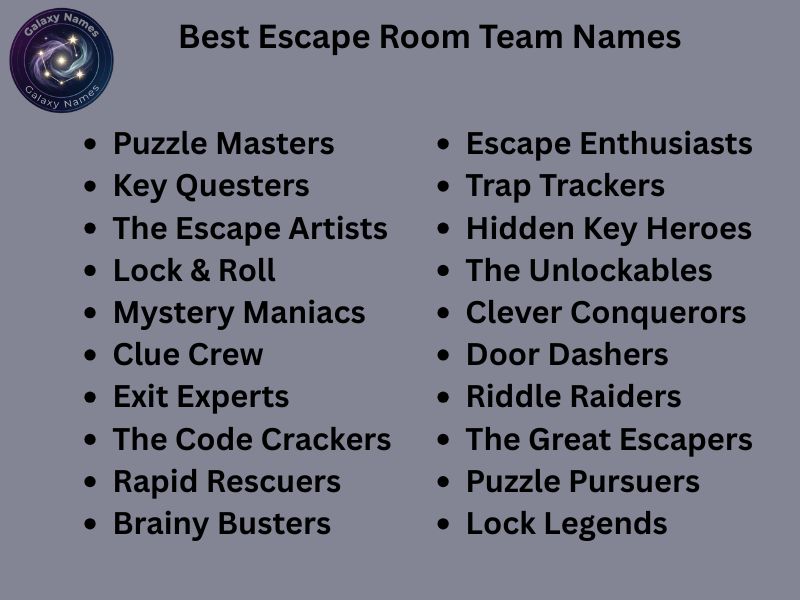 Best Escape Room Team Names