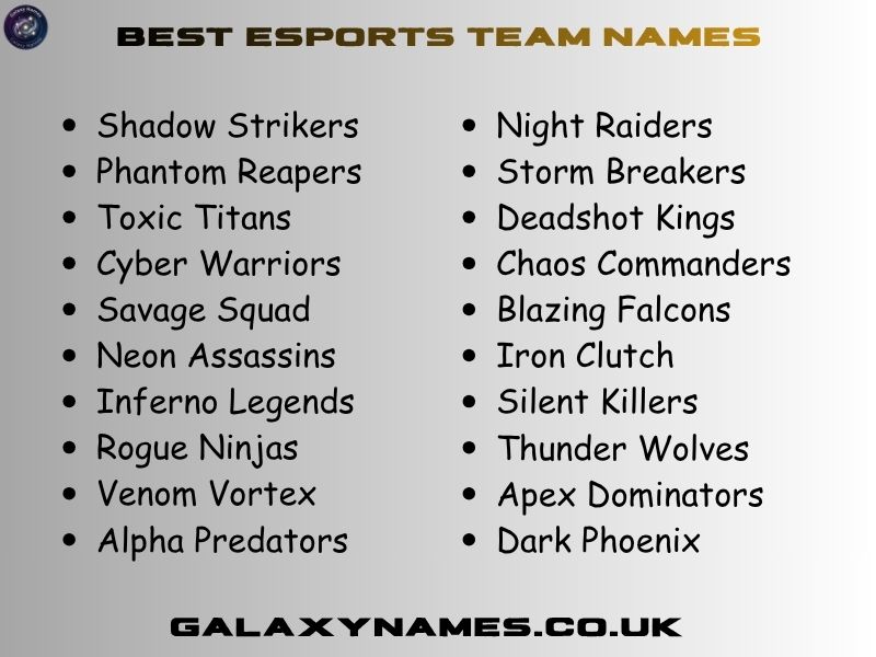 Best Esports Team Names