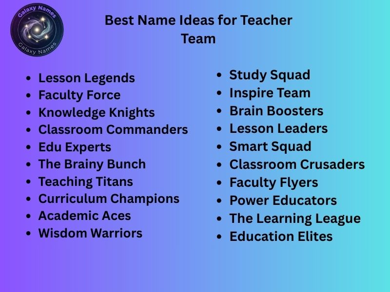Best Name Ideas for Teacher Team
