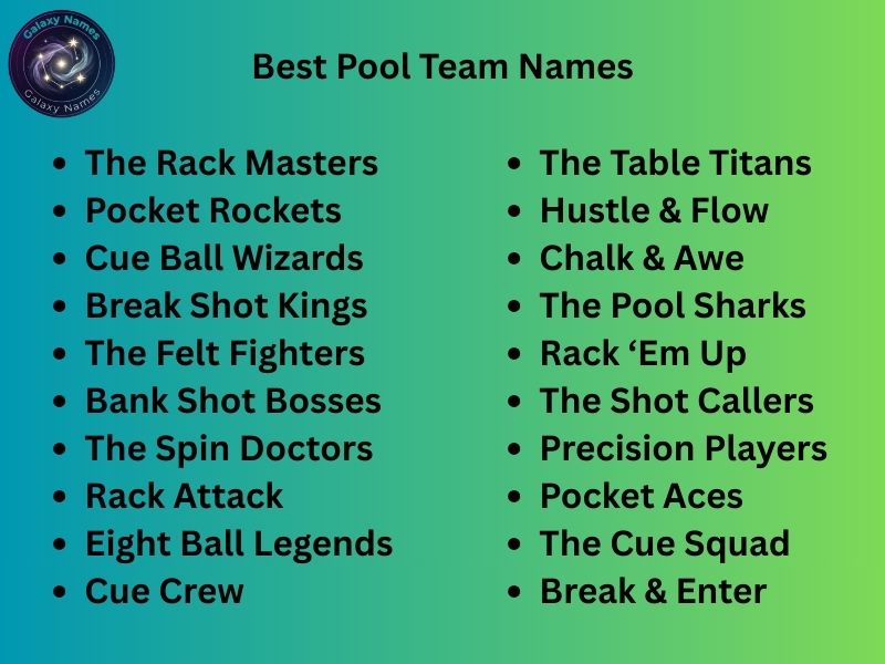 Best Pool Team Names