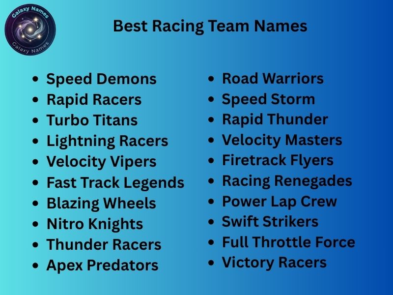 Best Racing Team Names