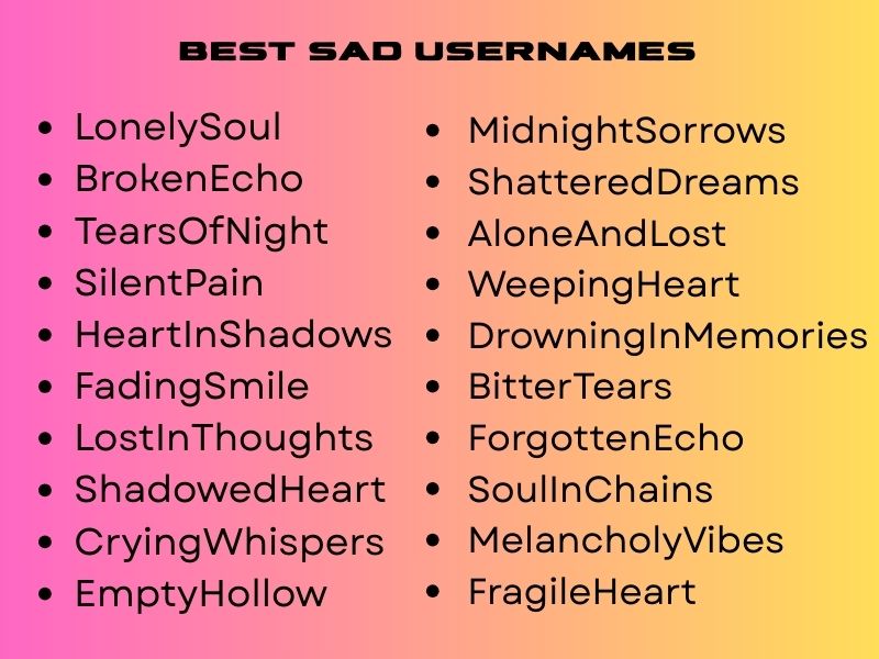 Best Sad Usernames