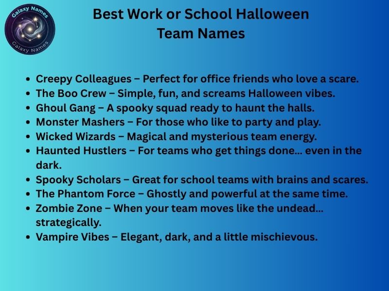 Best Work or School Halloween Team Names