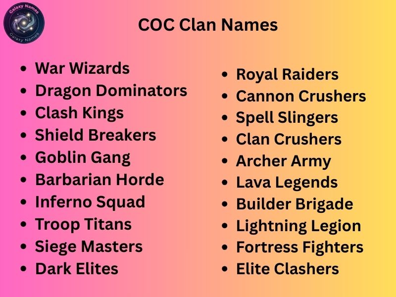 COC Clan Names