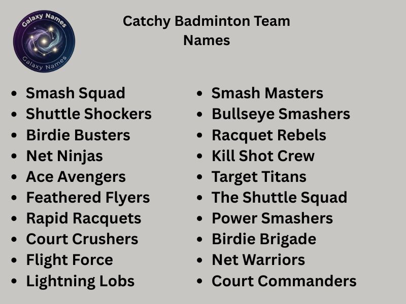 Catchy Badminton Team Names