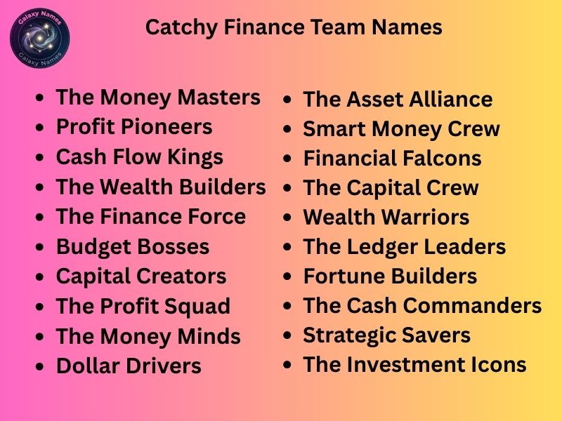 Catchy Finance Team Names