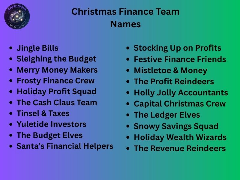 Christmas Finance Team Names