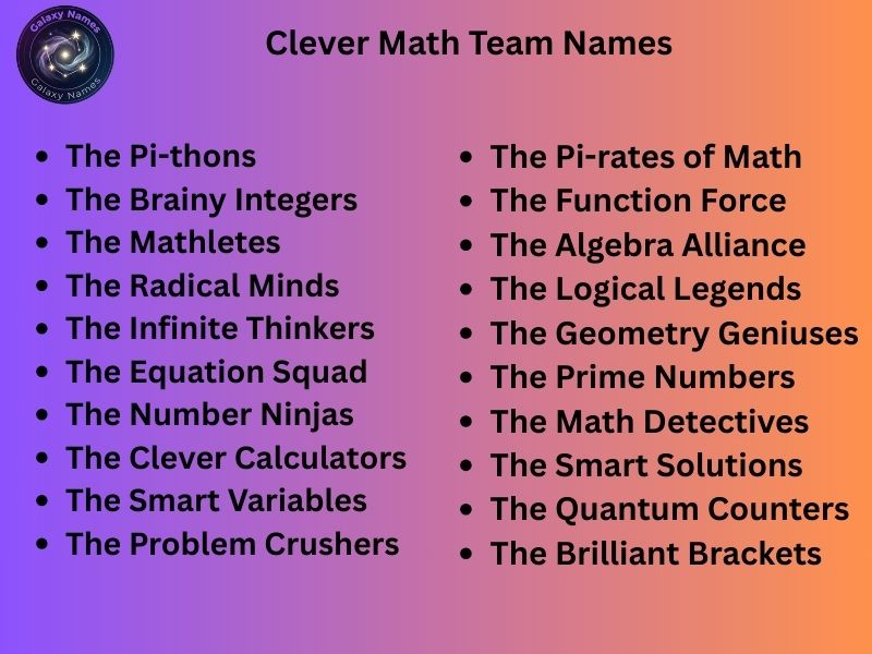 Clever Math Team Names
