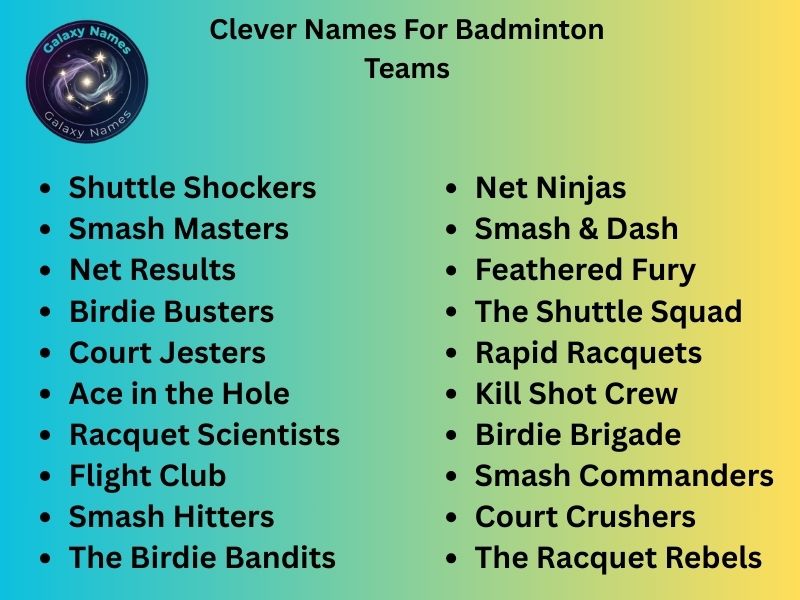 Clever Names For Badminton Teams