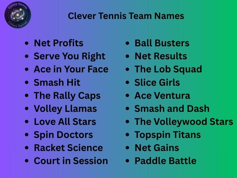 Clever Tennis Team Names