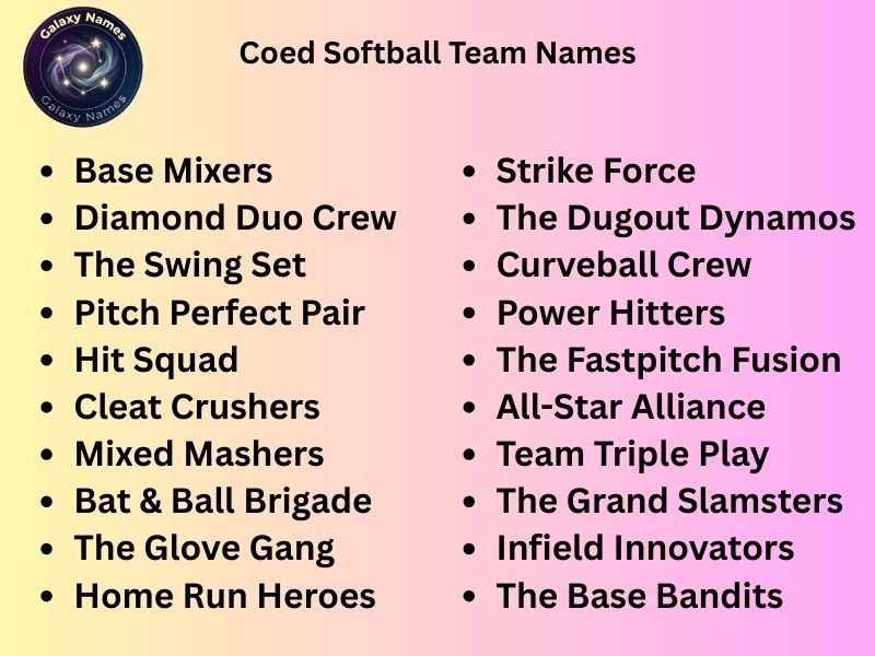 Coed Softball Team Names