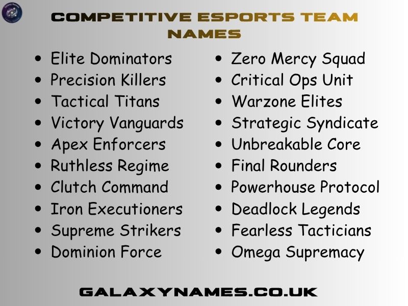 Competitive Esports Team Names
