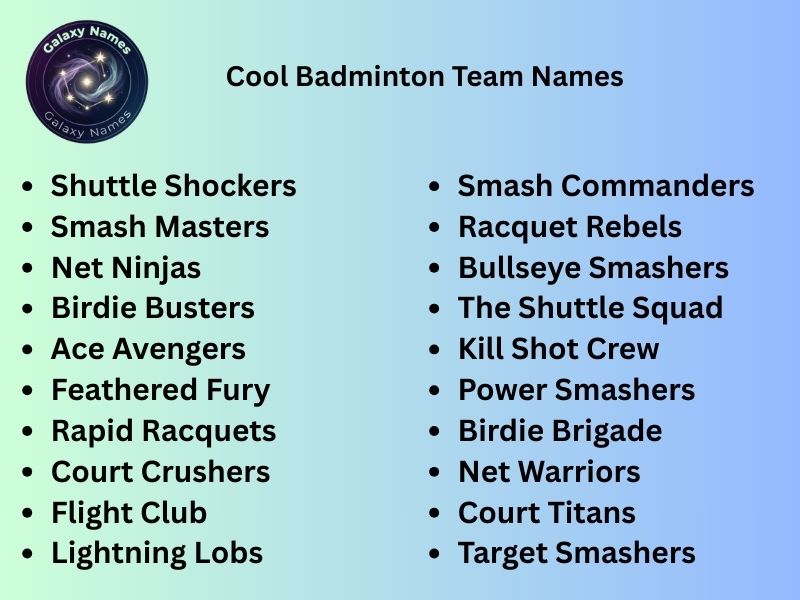 Cool Badminton Team Names