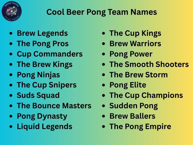 Cool Beer Pong Team Names