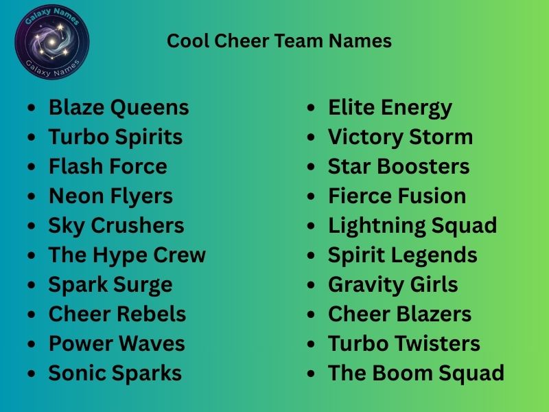 Cool Cheer Team Names