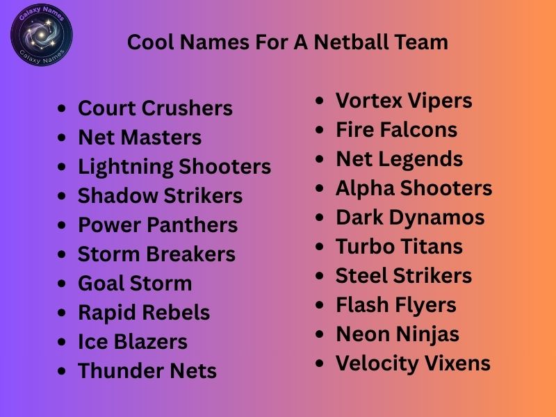 Cool Names For A Netball Team