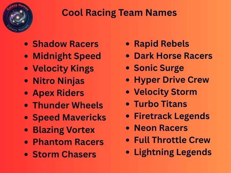 Cool Racing Team Names