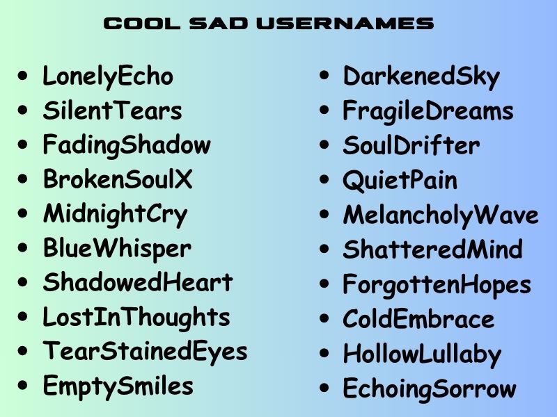 Cool Sad Usernames