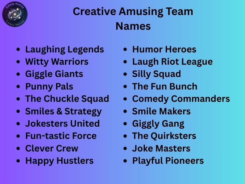 Creative Amusing Team Names