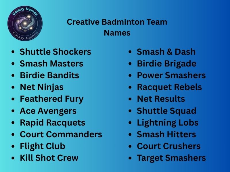Creative Badminton Team Names