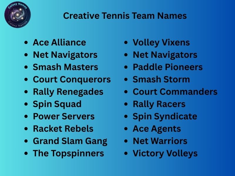 Creative Tennis Team Names