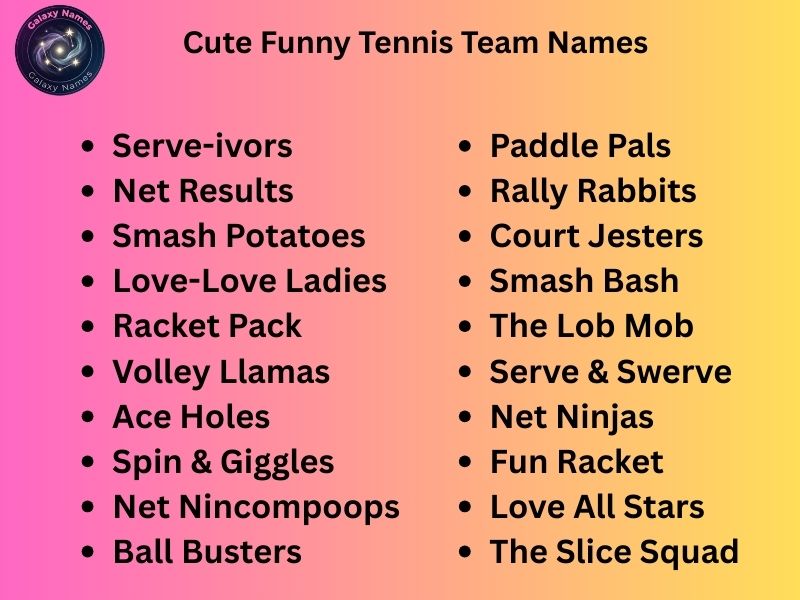 Cute Funny Tennis Team Names