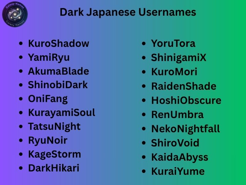 Dark Japanese Usernames