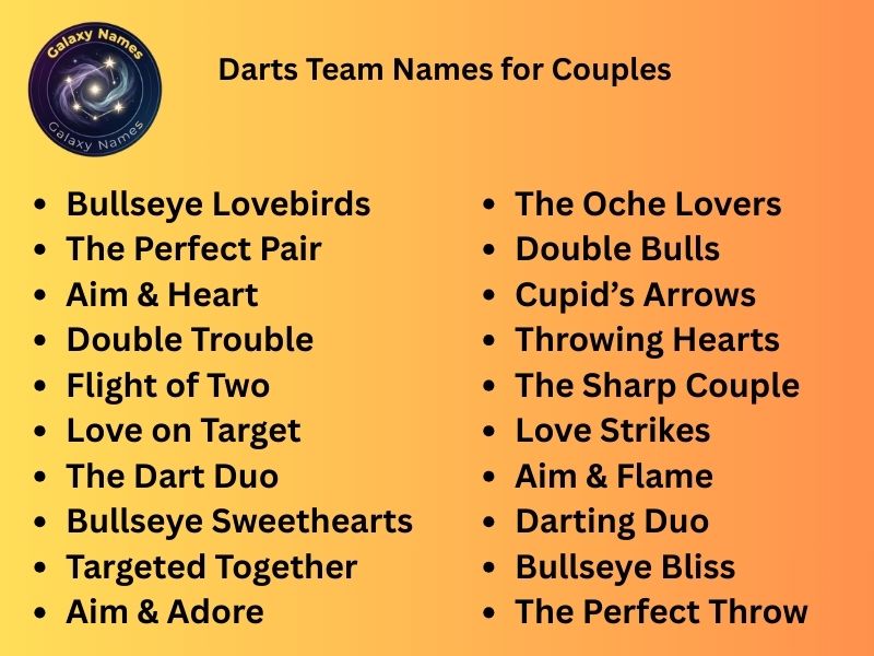 Darts Team Names for Couples