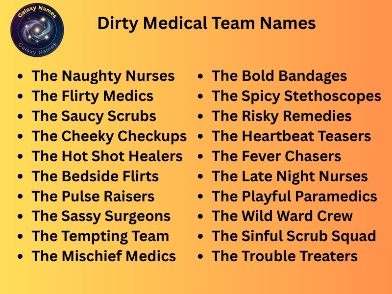 Dirty Medical Team Names