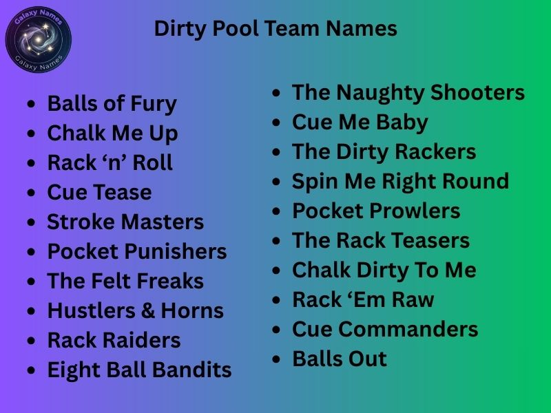 Dirty Pool Team Names